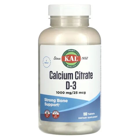 KAL, Calcium Citrate D-3, 180 Tablets – image 2