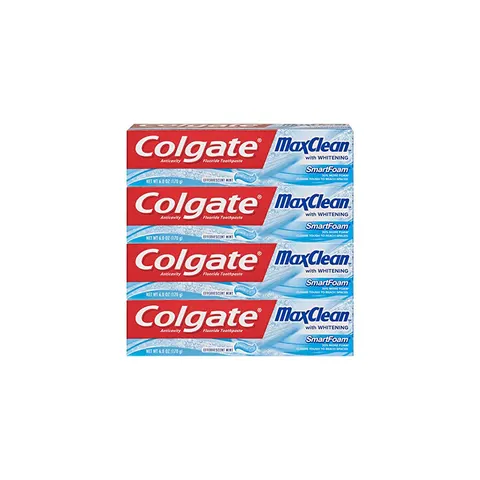 Colgate Max Clean Whitening Foaming Toothpaste with Fluoride Effervescent Mint 6 Ounce 4 Pack – image 2