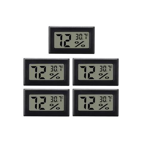 Mini Digital Thermometer Hygrometer 5-Pack Black – image 2