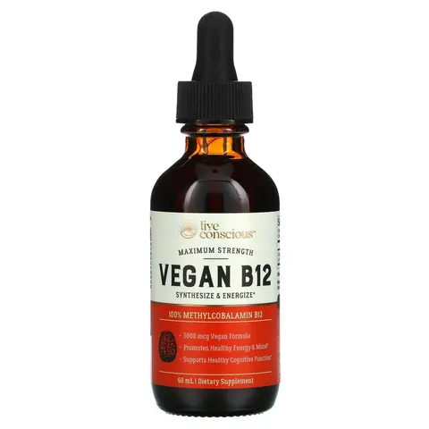 Live Conscious, Vegan B12, Maximum Strength, 60 mL – image 2