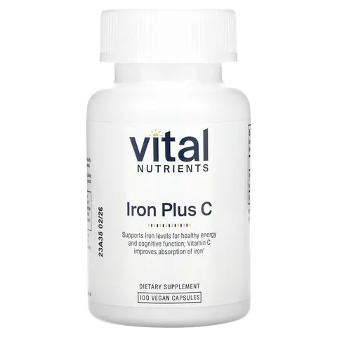 Vital Nutrients, Iron Plus C, 100 Vegan Capsules – image 2