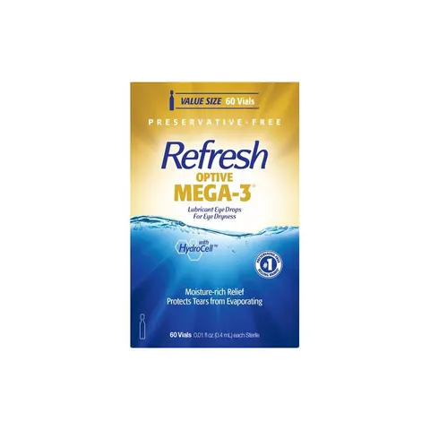 Refresh Optive Mega-3 Preservative-Free Lubricant Eye Drops, 60 Count – image 2
