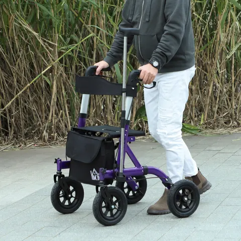HOMCOM Rollator Walker with Seat, Backrest, Bag, All-terrain Wheels – image 2
