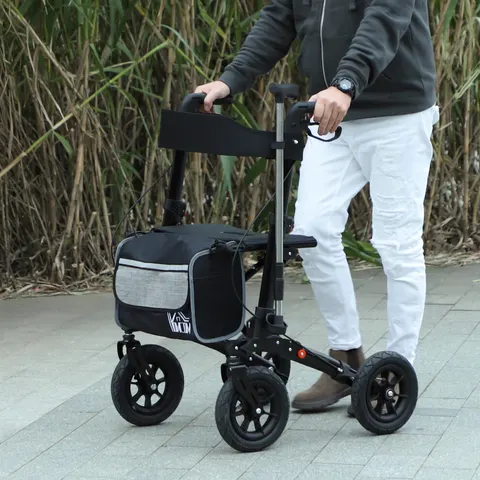 HOMCOM Rollator Walker with Padded Seat, Backrest, All-terrain Wheels – image 2