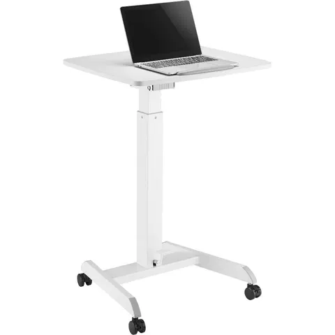 ProperAV Mobile Sit-Stand Desk Workstation - White – image 3
