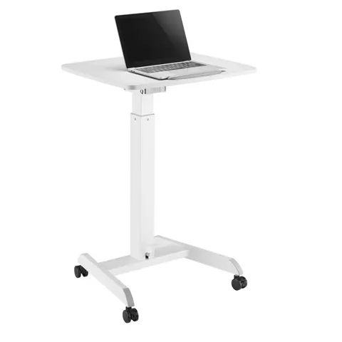 ProperAV Mobile Sit-Stand Desk Workstation - White – image 2