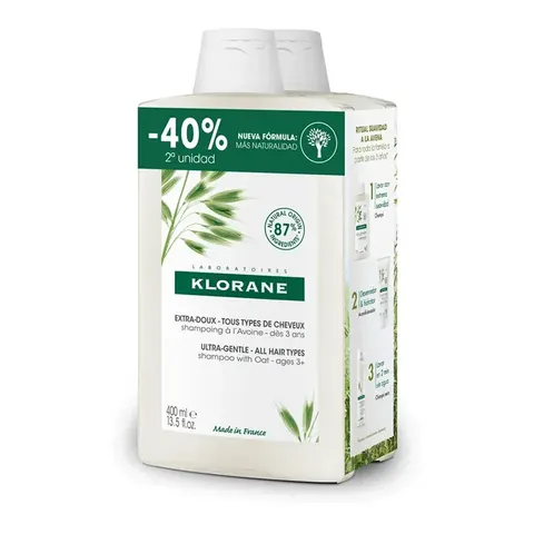 KLORANE Champú Avena 2 x 400 ml – imagen 2