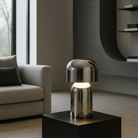 Mushroom Wireless Rechargeable LED Lamp – Chrome – image 2