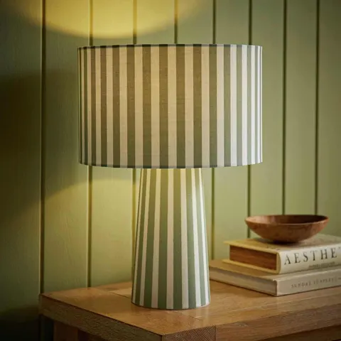 Thorley Stripe Fabric Table Lamp – Green – image 2